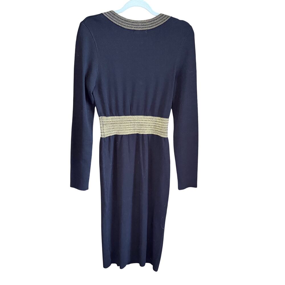 NWT Baltic born black and gold sweater knit faux button front dress XL evening - Picture 2 of 8